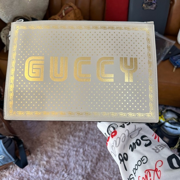 Gucci Gold and Cream Clutch